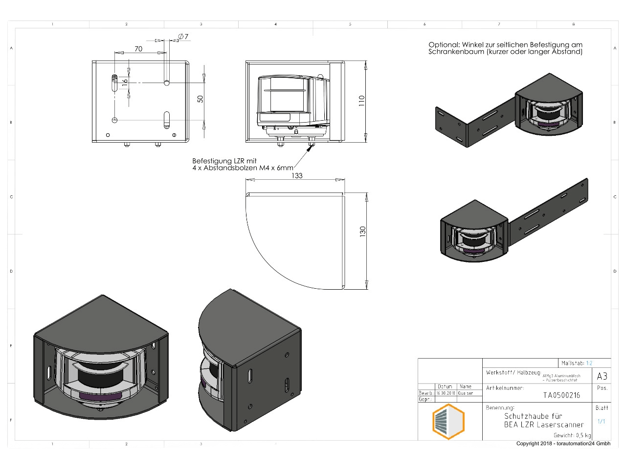 Protection Cap white for BEA LZR Laser Scanner